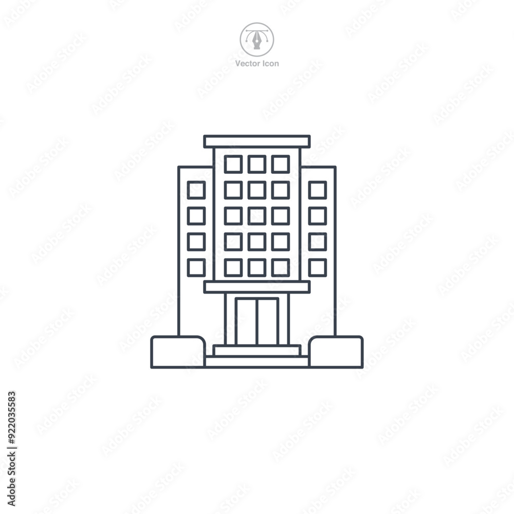 Hotel building icon symbol vector illustration isolated on white background Hotel building icon symbol vector illustration isolated on white background