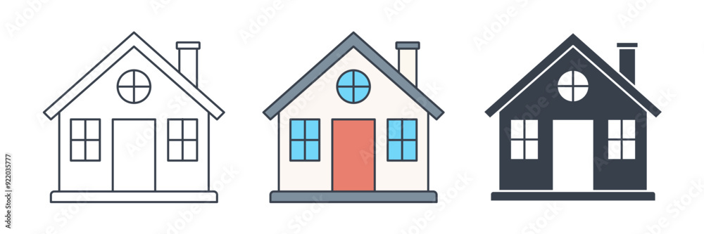 House building icon symbol vector illustration isolated on white background House building icon symbol vector illustration isolated on white background
