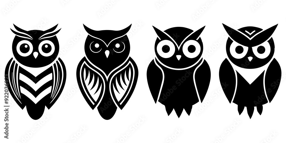 Set of owl icons silhouette vector art style illustration
Set of owl icons silhouette vector art style illustration