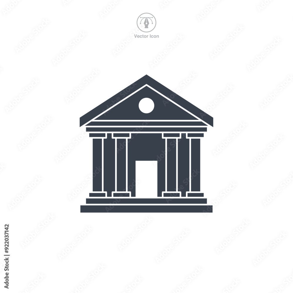 Obraz premium Bank building icon symbol vector illustration isolated on white background