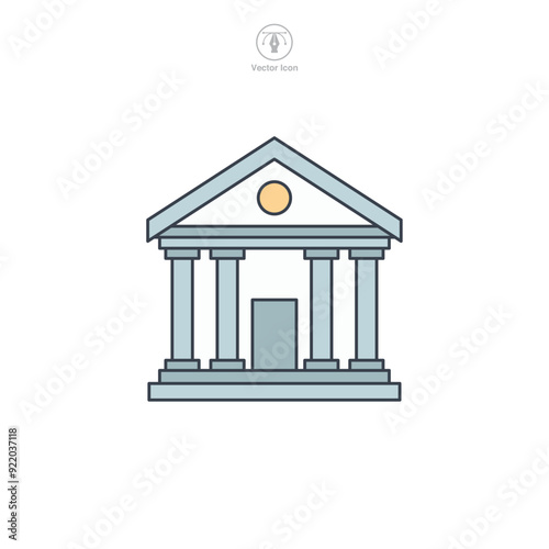 Bank building icon symbol vector illustration isolated on white background