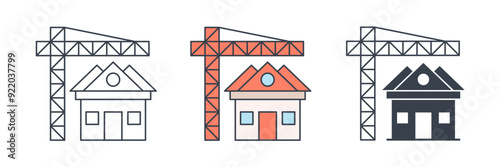 Construction Site building icon symbol vector illustration isolated on white background