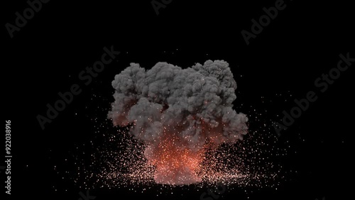 Munition Explosions on Transparent Background