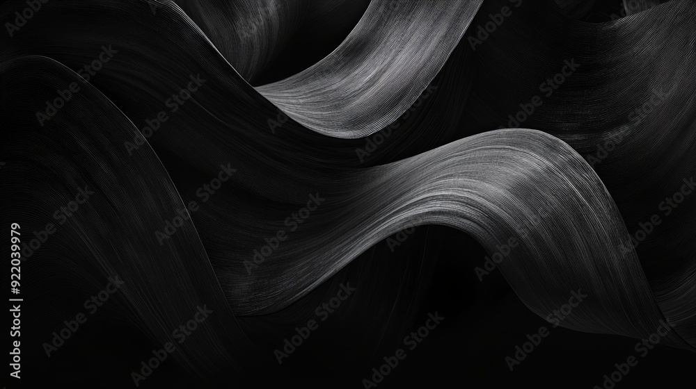 Fototapeta premium Abstract black and white wavy lines forming a modern background