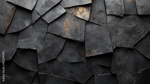 Black stone wall texture background showing rough surface with cracks