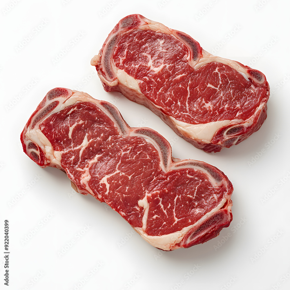 Fototapeta premium Raw ribeye steaks isolated on white background.
