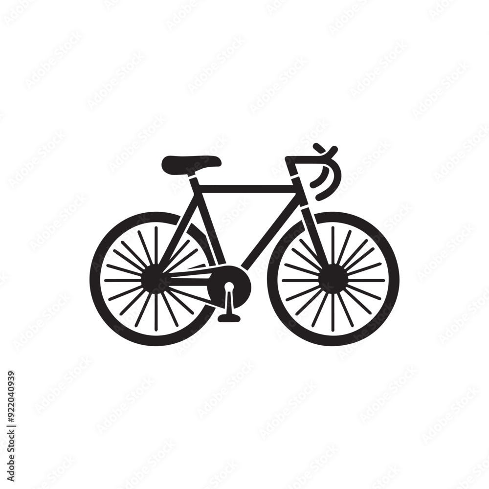 Fototapeta premium simple black and white bicycle vector silhouette.