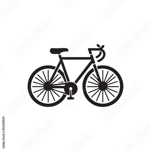 simple black and white bicycle vector silhouette.