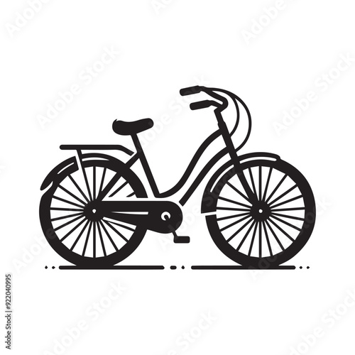 simple black and white bicycle vector silhouette.