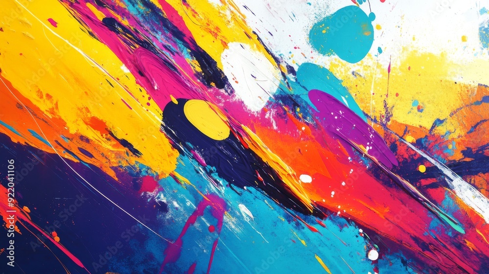 Abstract painting background showing colorful brushstrokes and drips Abstract painting background showing colorful brushstrokes and drips