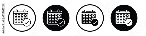 Reservation vector icon set black filled and outlined style.