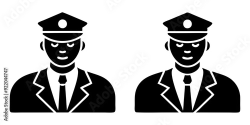 Police officer icons silhouette vector art style illustration
