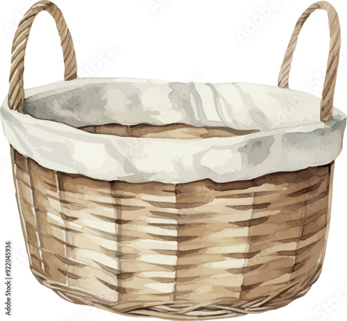 Vector Watercolor hiking clipart,basket, illustrations for camping trip, invitation, greeting cards, birthday, event, holiday, wedding card, printable