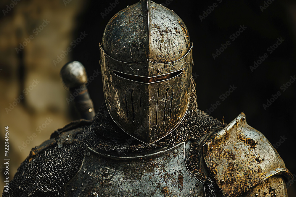 Armored knight of middle age Armored knight of middle age