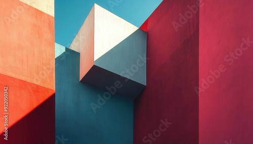 Modern architectural design emphasizing colorful geometric shapes and shadows