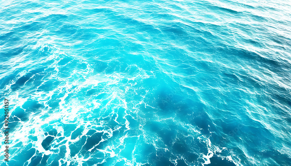 Fototapeta premium Aerial view of a serene blue sea with gentle ripples, showcasing a calm and peaceful water texture