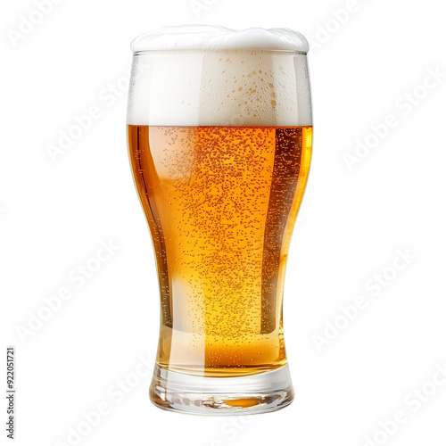 Glass of cold  beer isolated on transparent or white background 