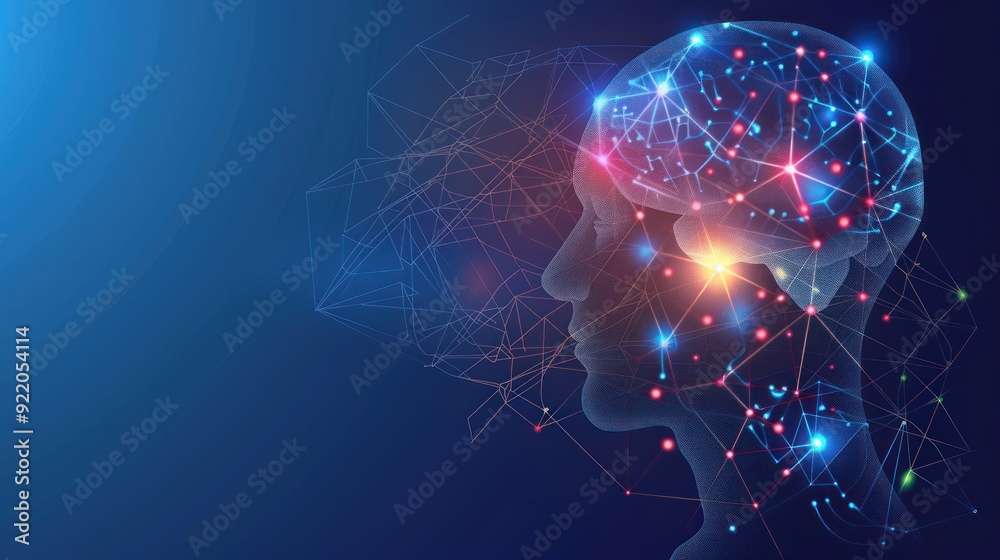 Human Brain with Neural Connections in Abstract Digital Art Human Brain with Neural Connections in Abstract Digital Art