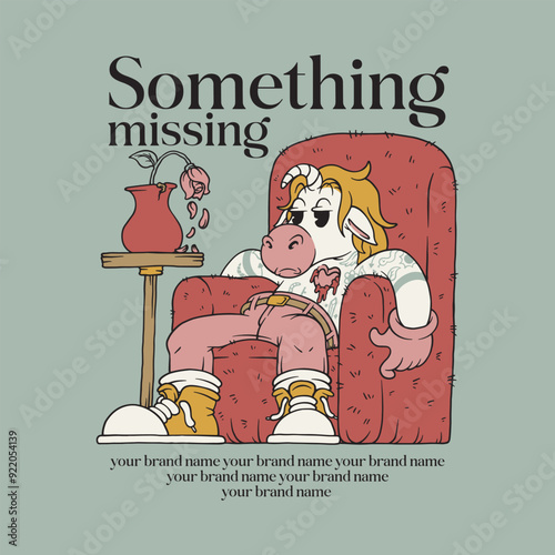 retro cartoon emblem of bored unicorn