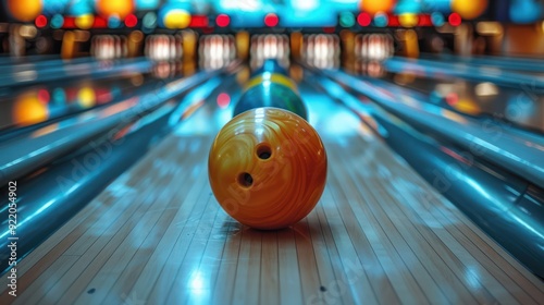 Bowling ball on a lane