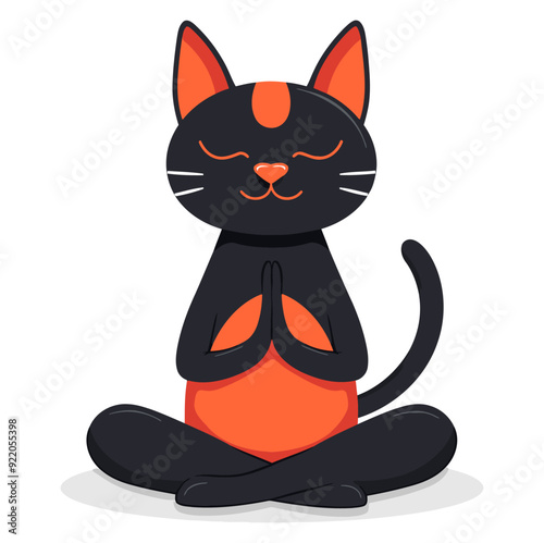 Cat Practicing Yoga Vector Illustration
