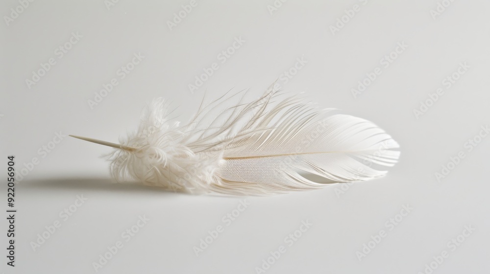 A minimalistic background featuring a single, elegant feather set against a plain white background, with a focus on the delicate details and soft texture of the feather, creating a clean and modern A minimalistic background featuring a single, elegant feather set against a plain white background, with a focus on the delicate details and soft texture of the feather, creating a clean and modern