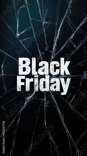 Bold Black Friday letters emerge from a cracked screen effect, highlighting the excitement of seasonal sales and shopping frenzy