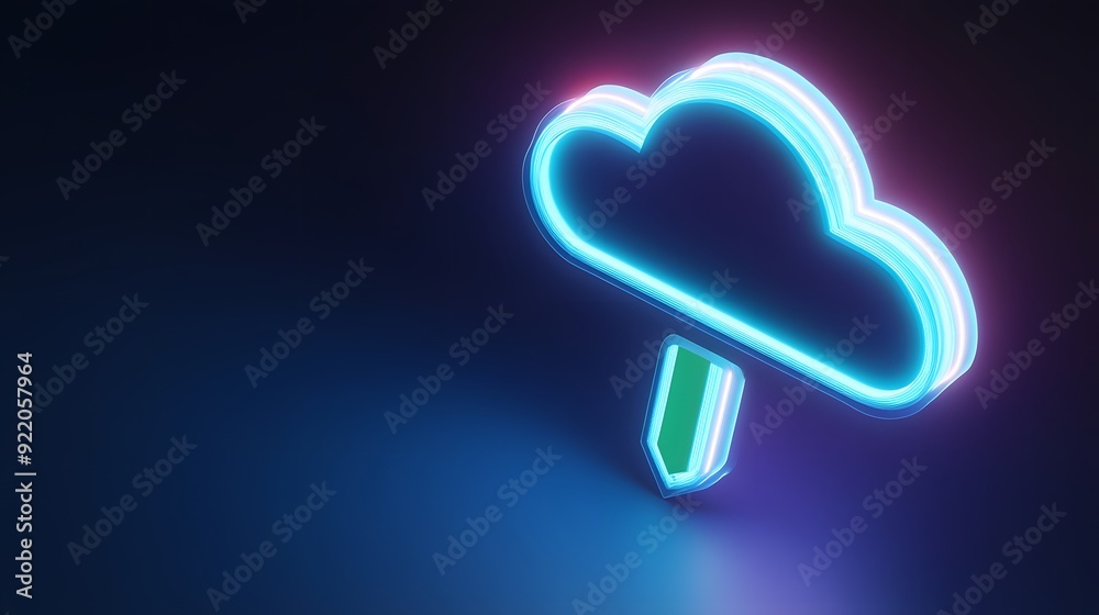 Neon cloud icon representing digital cloud storage in a vibrant, futuristic style. Perfect for tech, digital, or cloud-related themes. Neon cloud icon representing digital cloud storage in a vibrant, futuristic style. Perfect for tech, digital, or cloud-related themes.