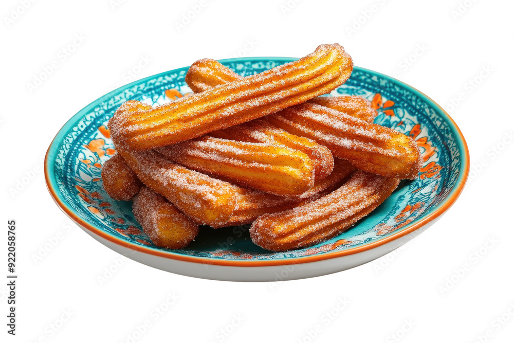 Delicious churros dusted with sugar, served on a vibrant plate, perfect for capturing the essence of sweet treats. Delicious churros dusted with sugar, served on a vibrant plate, perfect for capturing the essence of sweet treats.
