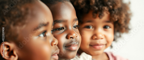 Three Children Looking Off To The Side