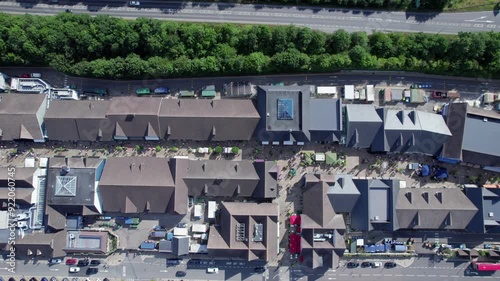 Bicester Village and Bicester town center, amazing aerial view in summer daytime, uk photo