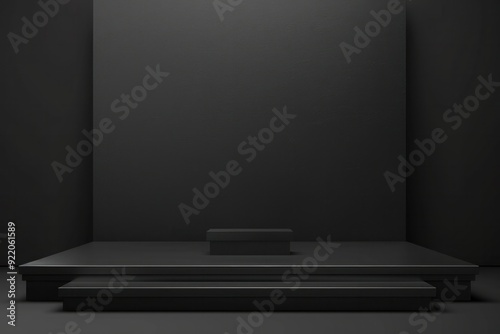 Wallpaper Mural rectangle square black podium platform stand stack show product wall and floor stage Torontodigital.ca