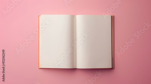 A blank, open book on a pink background, perfect for showcasing your designs, branding, or marketing materials. The open pages symbolize new beginnings, possibilities, and creativity.