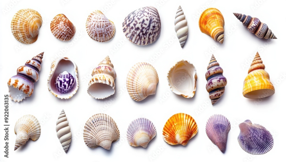 A collection of colorful seashells A collection of colorful seashells