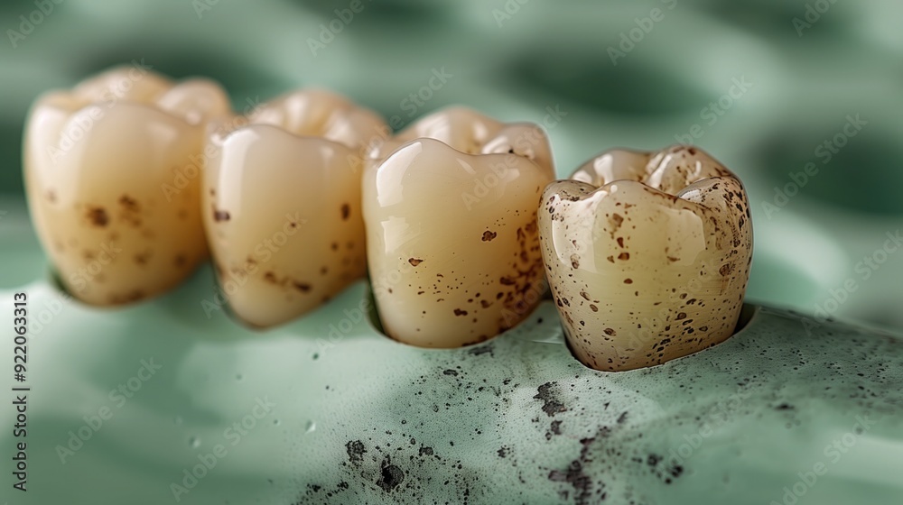 Obraz premium Dental crown or ceramic screw-in implant isolated on pastel background 