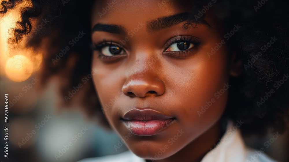 Close-up Portrait of a Young Woman with Afro Hair Close-up Portrait of a Young Woman with Afro Hair