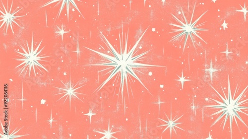 1950s Subtle Vintage Star Pattern on Pink Background