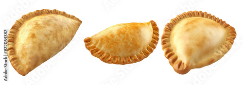 Fried empanada pastry set isolated on transparent background