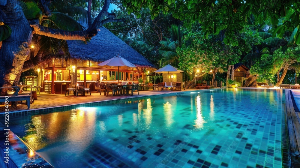 Tropical Resort Pool at Night Tropical Resort Pool at Night