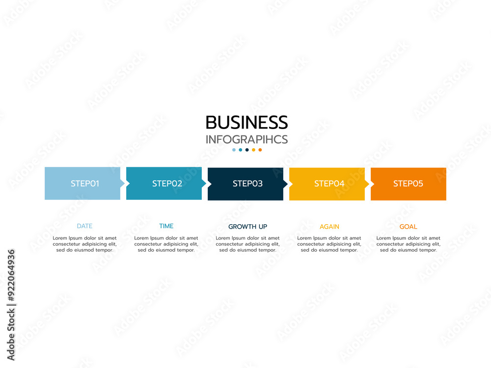 Business process. Timeline infographics with 5 steps, circles, arrows. Vector chart. Business process. Timeline infographics with 5 steps, circles, arrows. Vector chart.