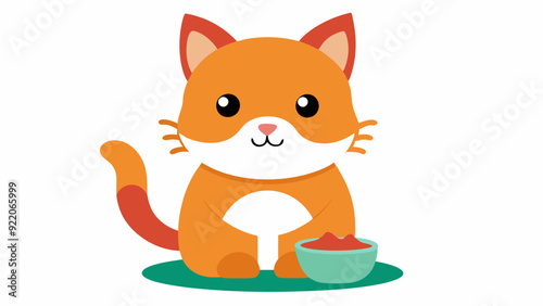 A cute cat eating food vector illustration