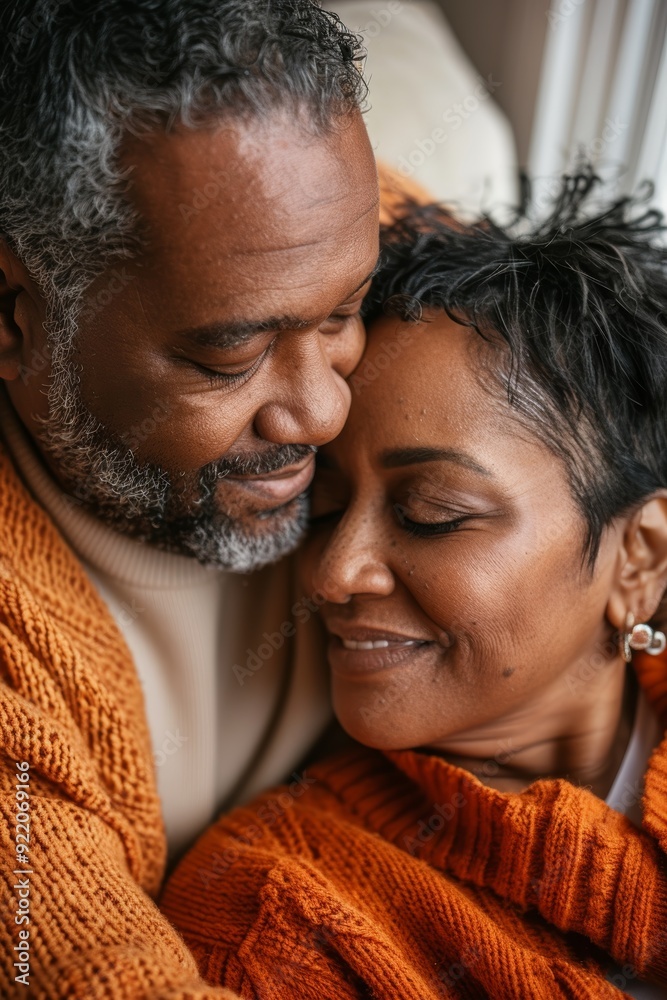 Senior black couple holding hands on sofa or comfort. Smiles and pleasure in living room. Black man and wife relax on couch with love in house for support. Senior black couple holding hands on sofa or comfort. Smiles and pleasure in living room. Black man and wife relax on couch with love in house for support.