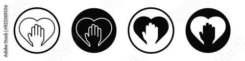 Voluntary service vector icon set black filled and outlined style.