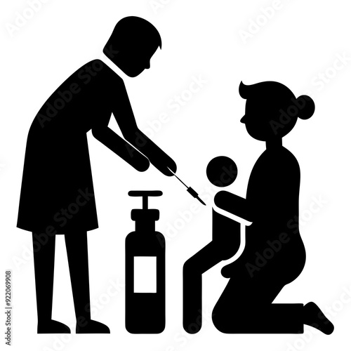 Routine vaccination silhouette vector illustration  photo