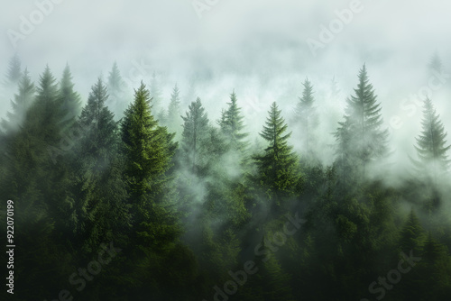 foret envahi par la brume