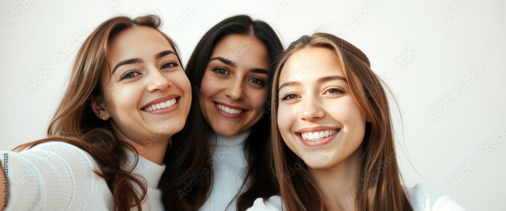 Fototapeta premium Three beautiful women smiling together