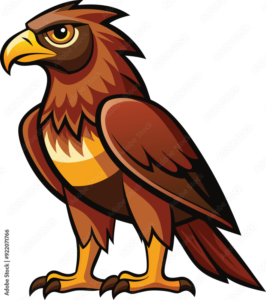 A hawk stands on the ground 