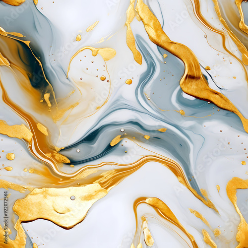 Seamless Liquid Fluid Marble of Blue and yellow Wave With Golden Glitch Texture Tile Background for Packaging, Banner, Decor, Wrap, Fashion, Accessories, Web, and Social Media