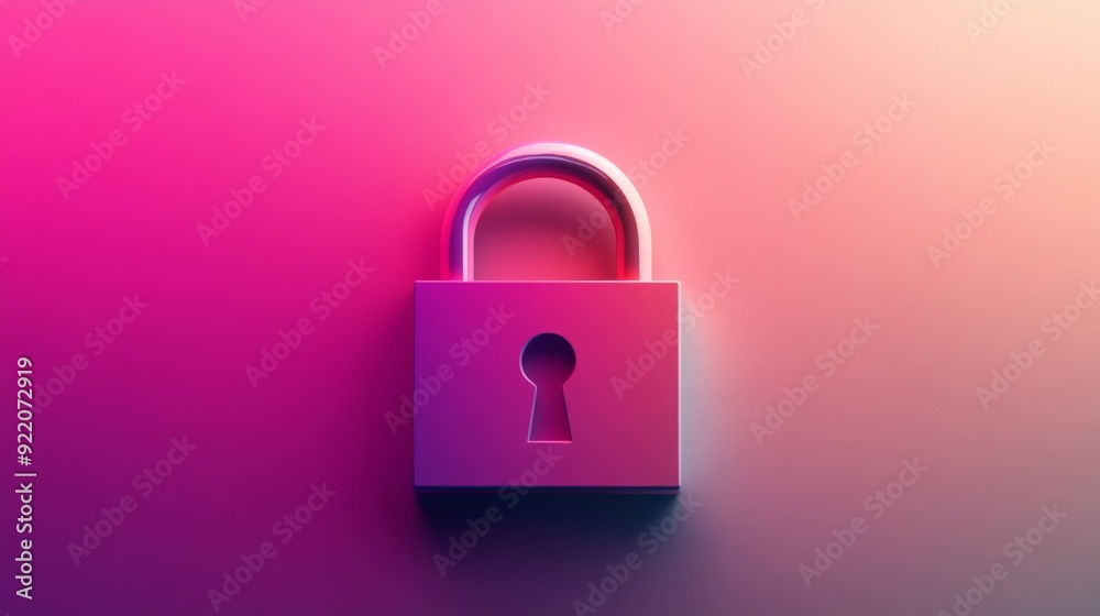 A pink and purple lock with a keyhole on a pink and purple background A pink and purple lock with a keyhole on a pink and purple background