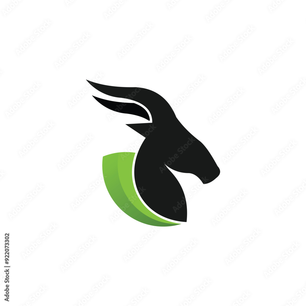 Goat logo design vector with leaf concept modern unique style Goat logo design vector with leaf concept modern unique style